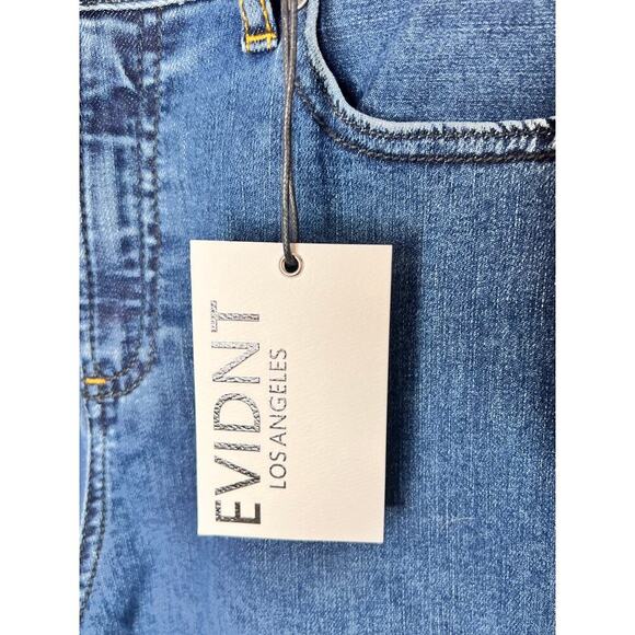 Evidnt Anthropologie Malibu Flare Leg Release Hem High Rise Blue Jeans 26 NWT - Picture 6 of 11